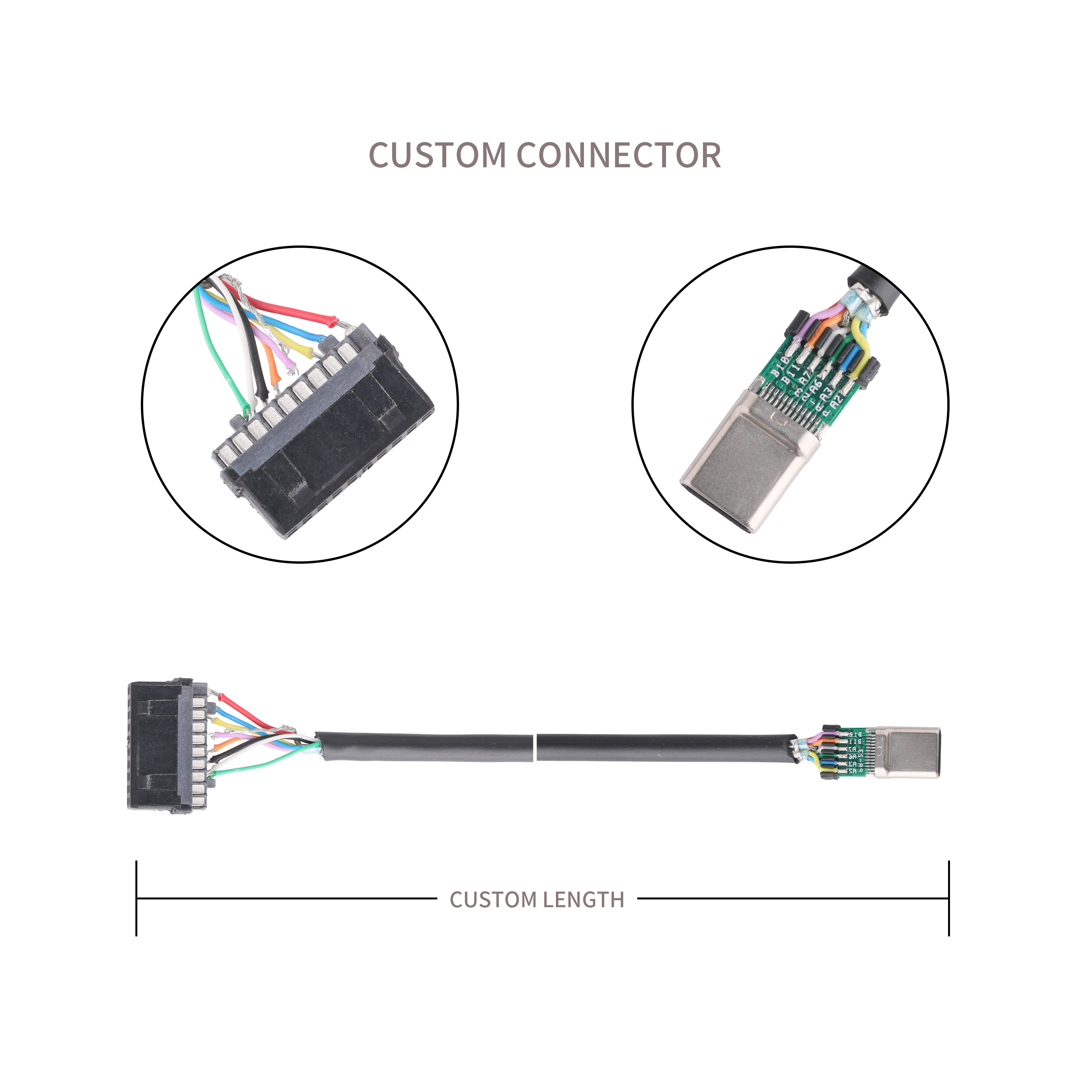 Rohs Internal Resistor Black Pvc Wire Usb 3.0 Type C To Idc Cable 20p Female Connector