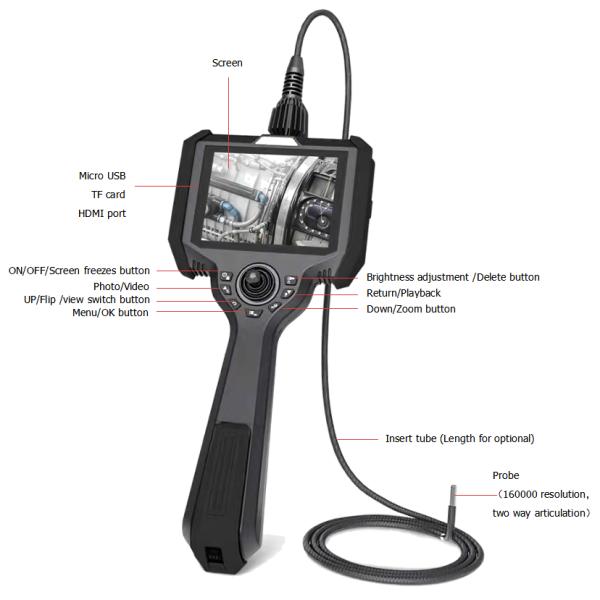 Portable Industrial Inspection Endoscope 160000 Pixel VH510-18-100