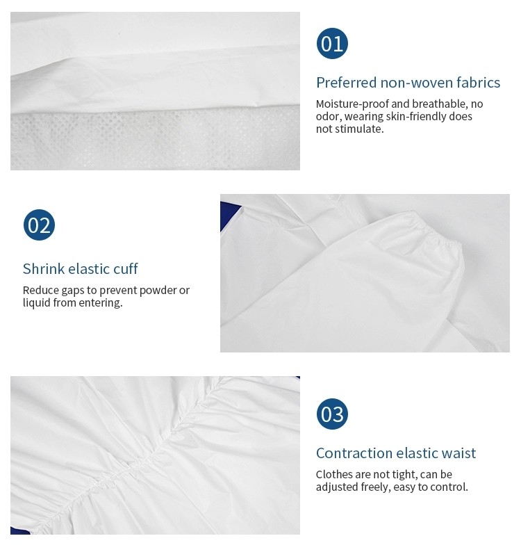 Factory Price High Quality Medical Non Woven 60gsms Isolation Protective Coverall