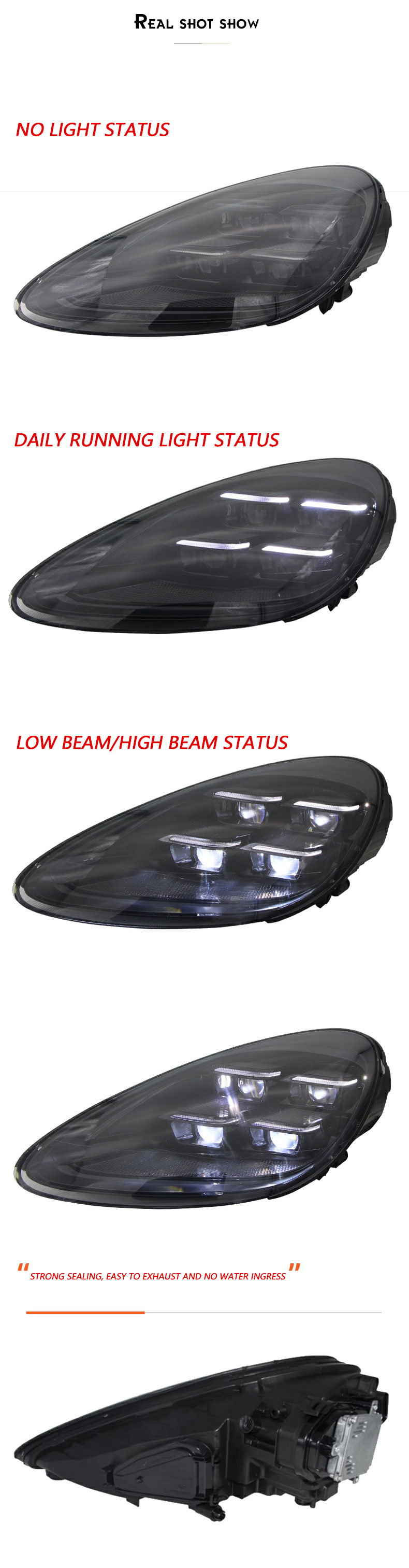 Upgrade To 2024 Blackened LED Headlights For 2011-2018 Porsche Cayenne 958.1 And 958.2