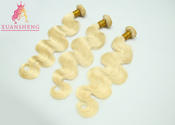 100% 613 Blonde Hair / Body Wave Hair Extensions Colorable Thick Bottom