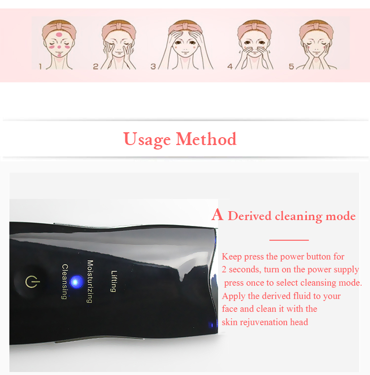 Black Multifunction Beauty Device Skin Scrubber ABS And Stainless Steel Material