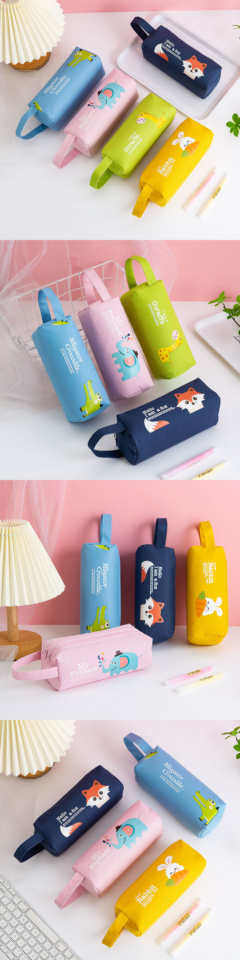 Canvas Geometric Pencil Bag Case for School Supplies Custom Print Cute Pencil Box Pouch