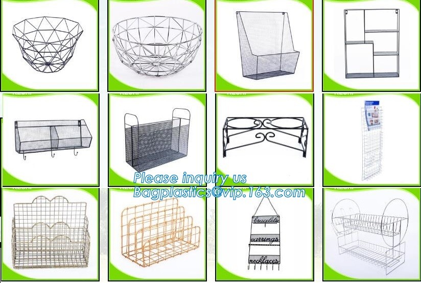 metal wire storage basket with tray in whole sale lowest MOQ sale even just buy 1 set, Kitchen storage Rose gold wire me