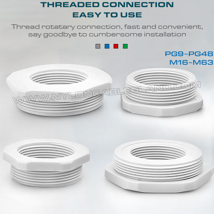 Hex Plastic Reducers Male to Female Thread PG9~PG48 & Hex Nylon Reducing Bushings Male to Female Thread M16~M63 for Electrical