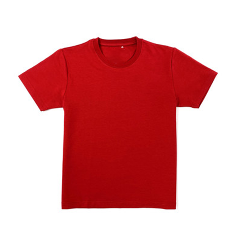 Stylish Knitting Children Boys Crewneck Red Casual Sports Plain T-shirt Short Sleeve