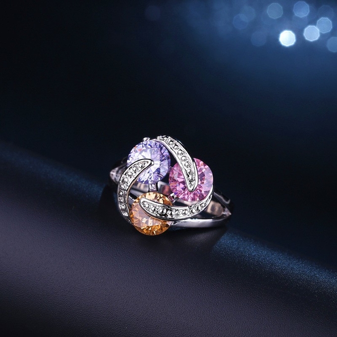 Luxury Female Big Crystal Round Engagement Ring Cute 925 Silver Zircon Stone Ring Vintage Wedding Rings For Women