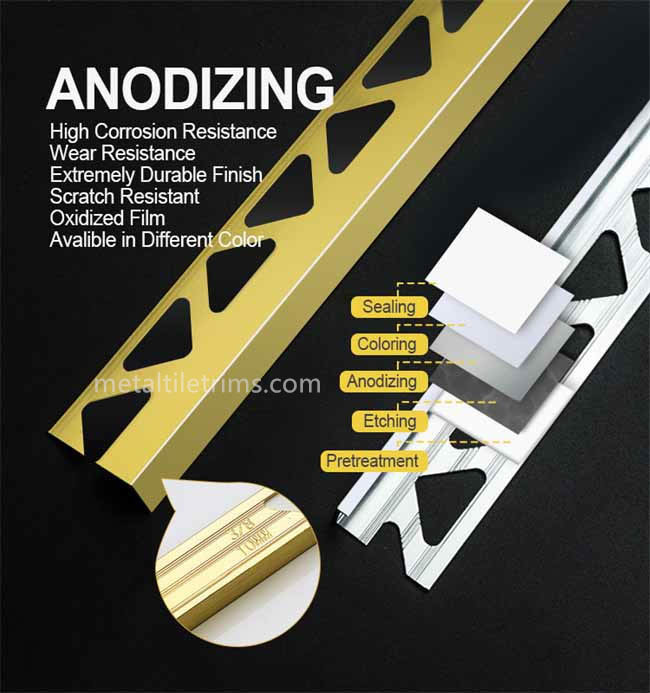L Shape Metal Tile Trims Bright Gold 12.5mm For Tile Decoration