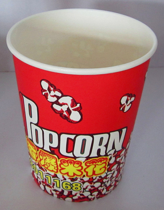 Logo Printing Disposable Paper Popcorn Buckets With Single Side PE Coated