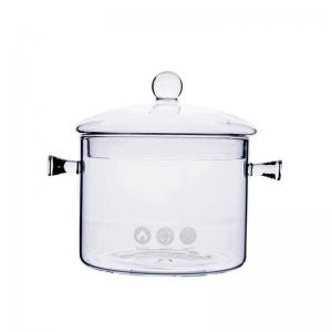 China Borosilicate Heat Resistant 1500ml Saucepan Glass Cooking Pot on sale