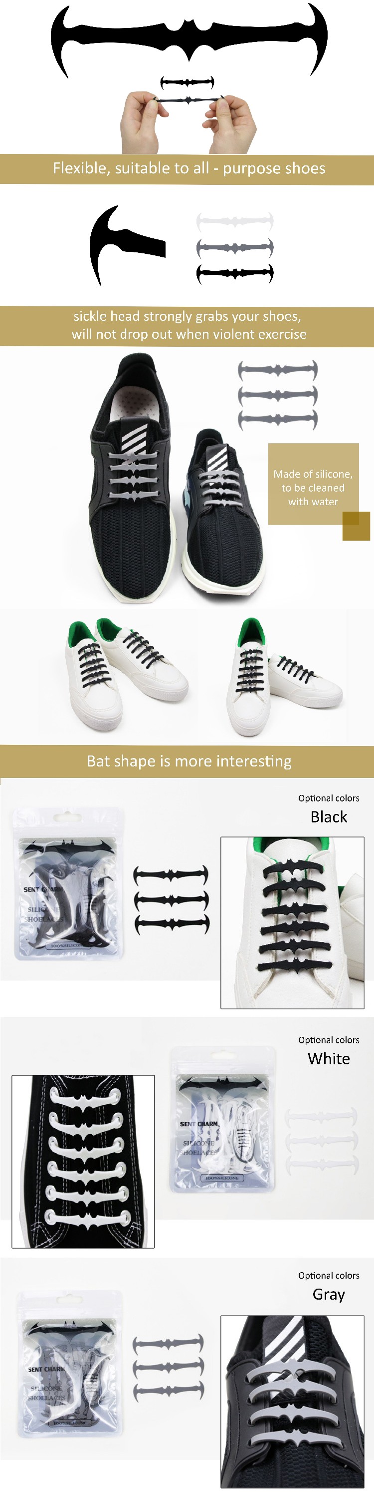 60mm*16 No Tie Silicone Shoelaces Easy To Clean Safe And Durable Velcro Band Like Design