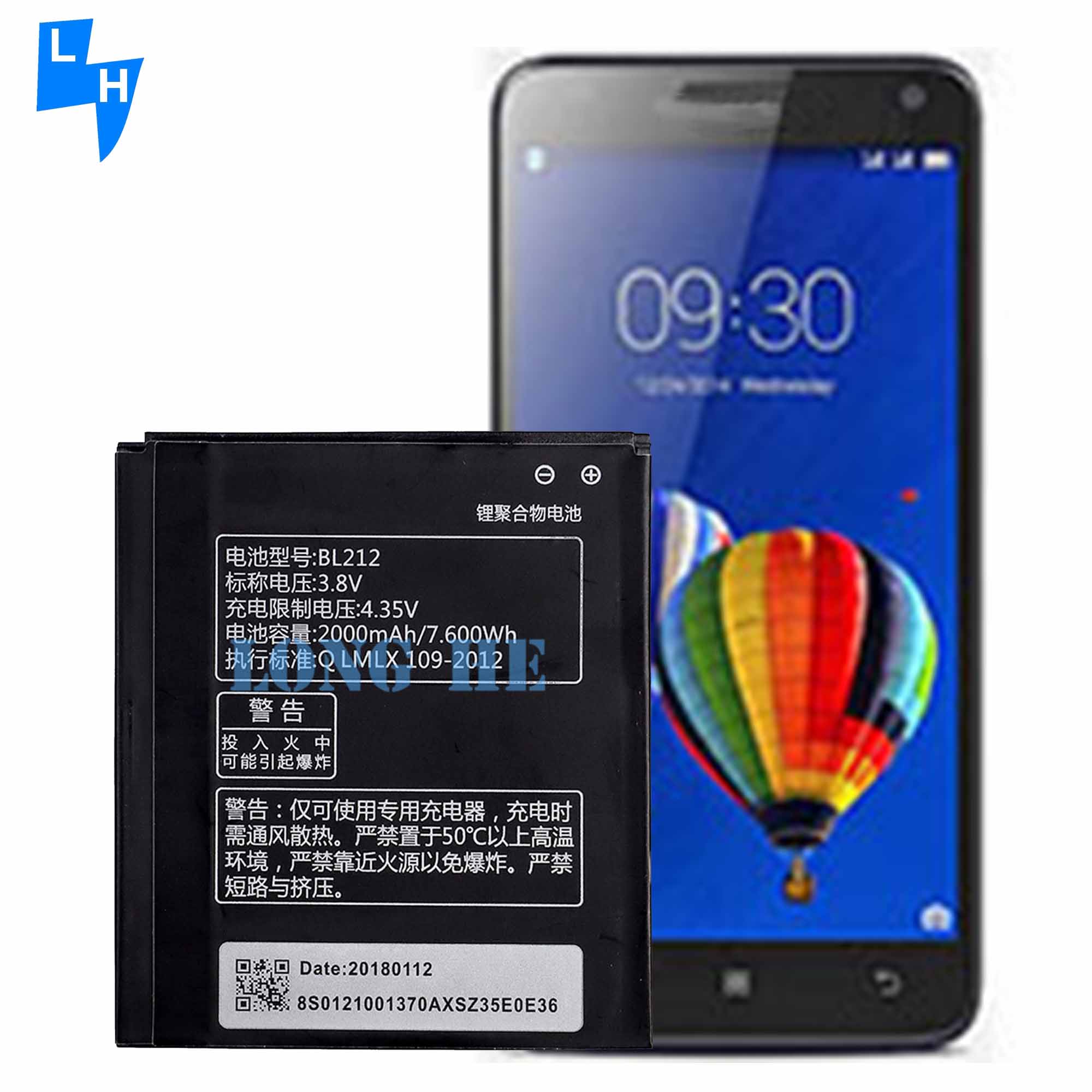 2000mAh BL212 Battery For Lenovo S8 S580 A628T A708T S898T Original Genuine Capacity
