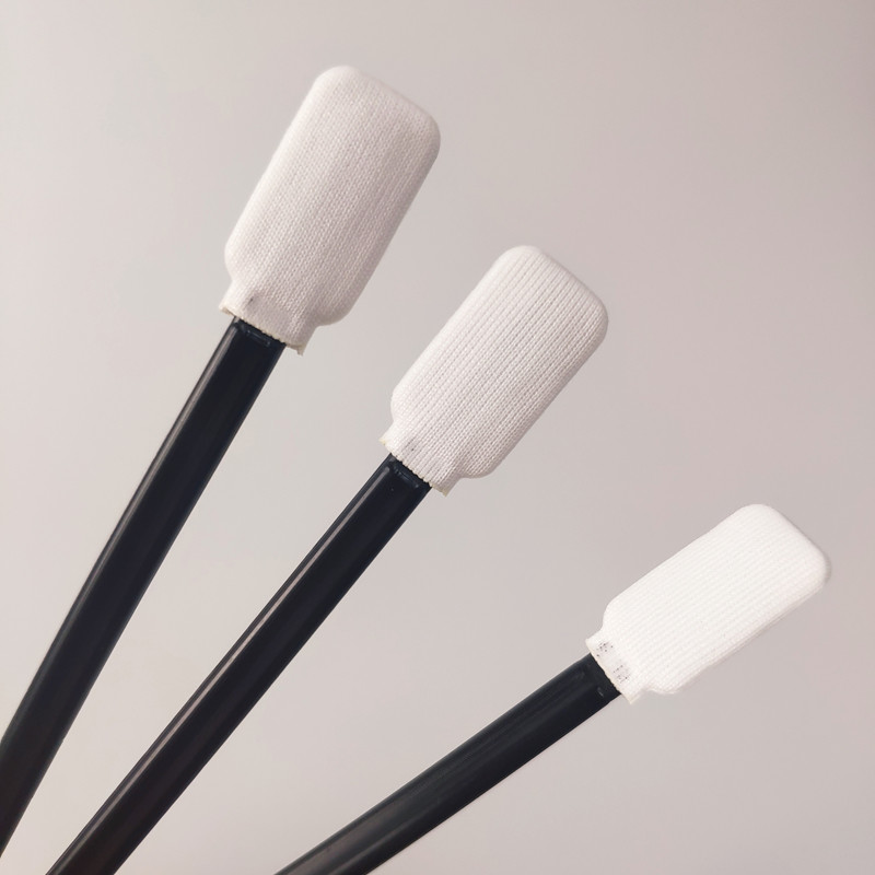 Black Handle PP Stick Square Head Cleaning Swab For Electronics