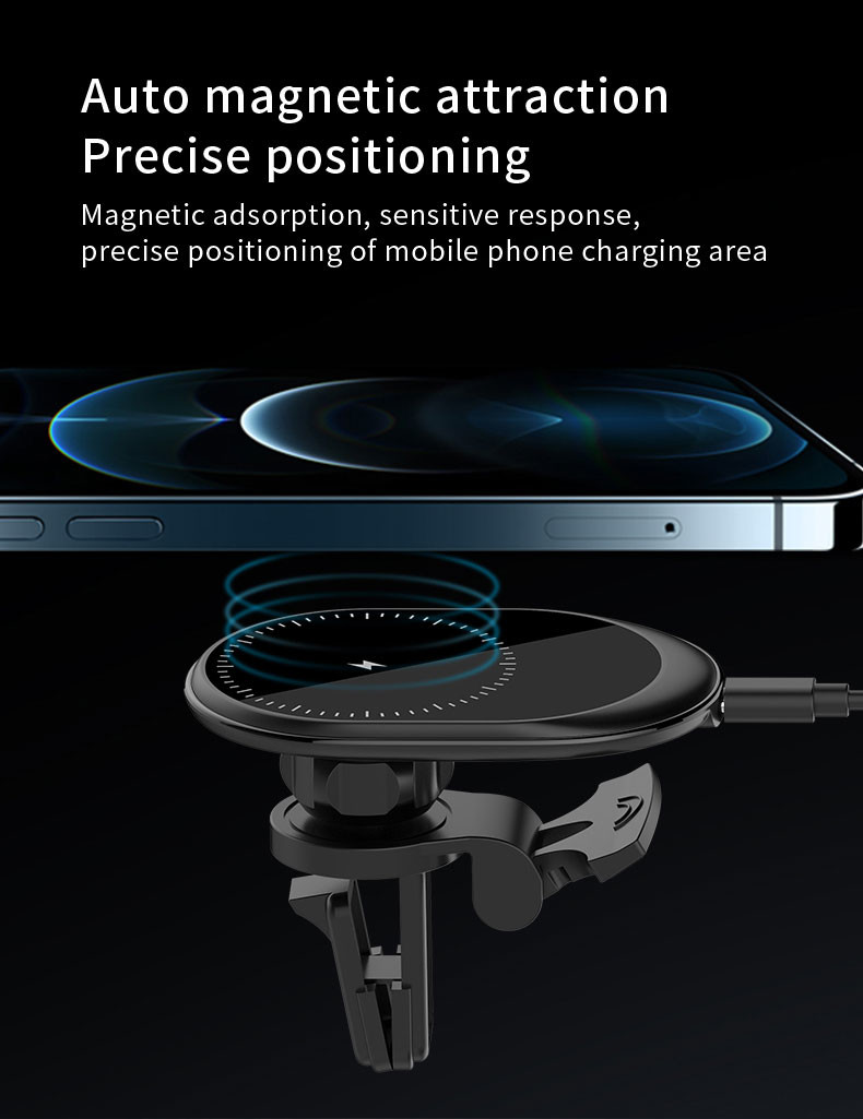Magnetic 15w Car Phone Mount Wireless Charger For Huawei And Xiaomi