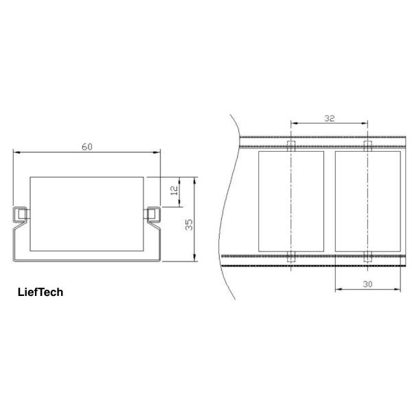 transportation 60mm Placon Roller Track 4 meter standard length With Big Nylon Wheel