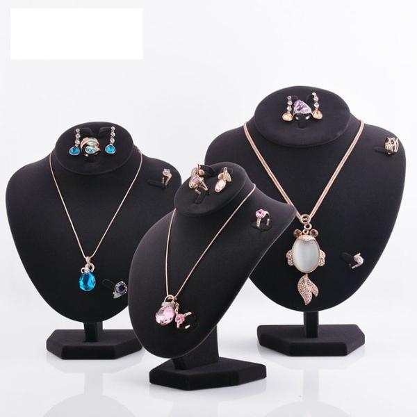 Quality Varnishing Printed Black Velvet Necklace Display Hook Mannequin Display Form for sale
