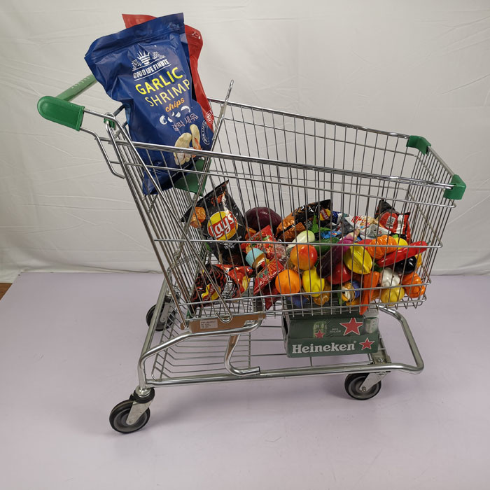 180L Q195 Steel Metal Supermarket Shopping Trolley American Type