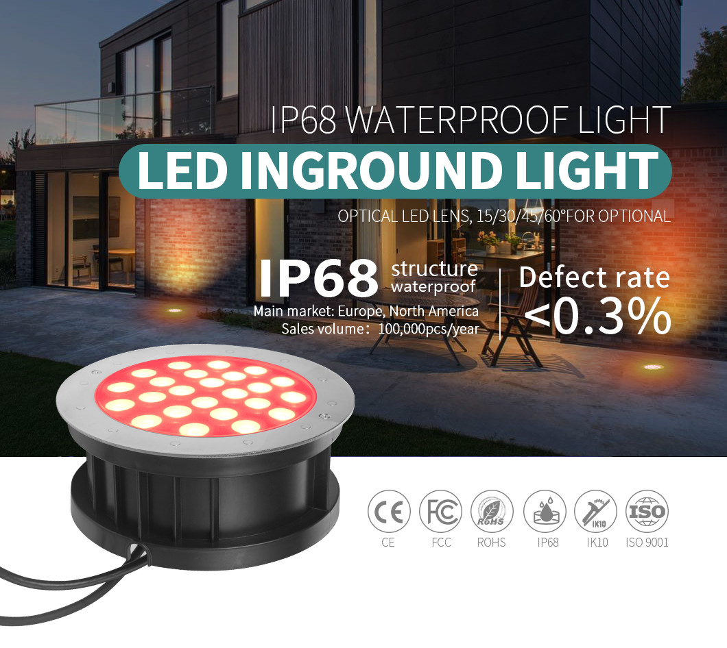 high voltage 18W IP68 Structure led waterproof lights RGB led LED Ground Lights