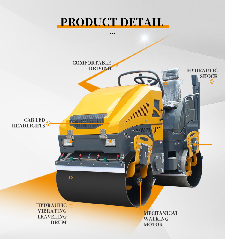 1 Ton 2T 3T Double Drum Mini Road Roller Compactor in India Excitation Frequency 70Hz