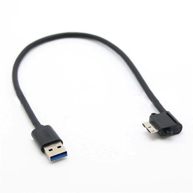 Micro B USB 3.0 Charging Cable 0.25m Micro Elbow Right Curved
