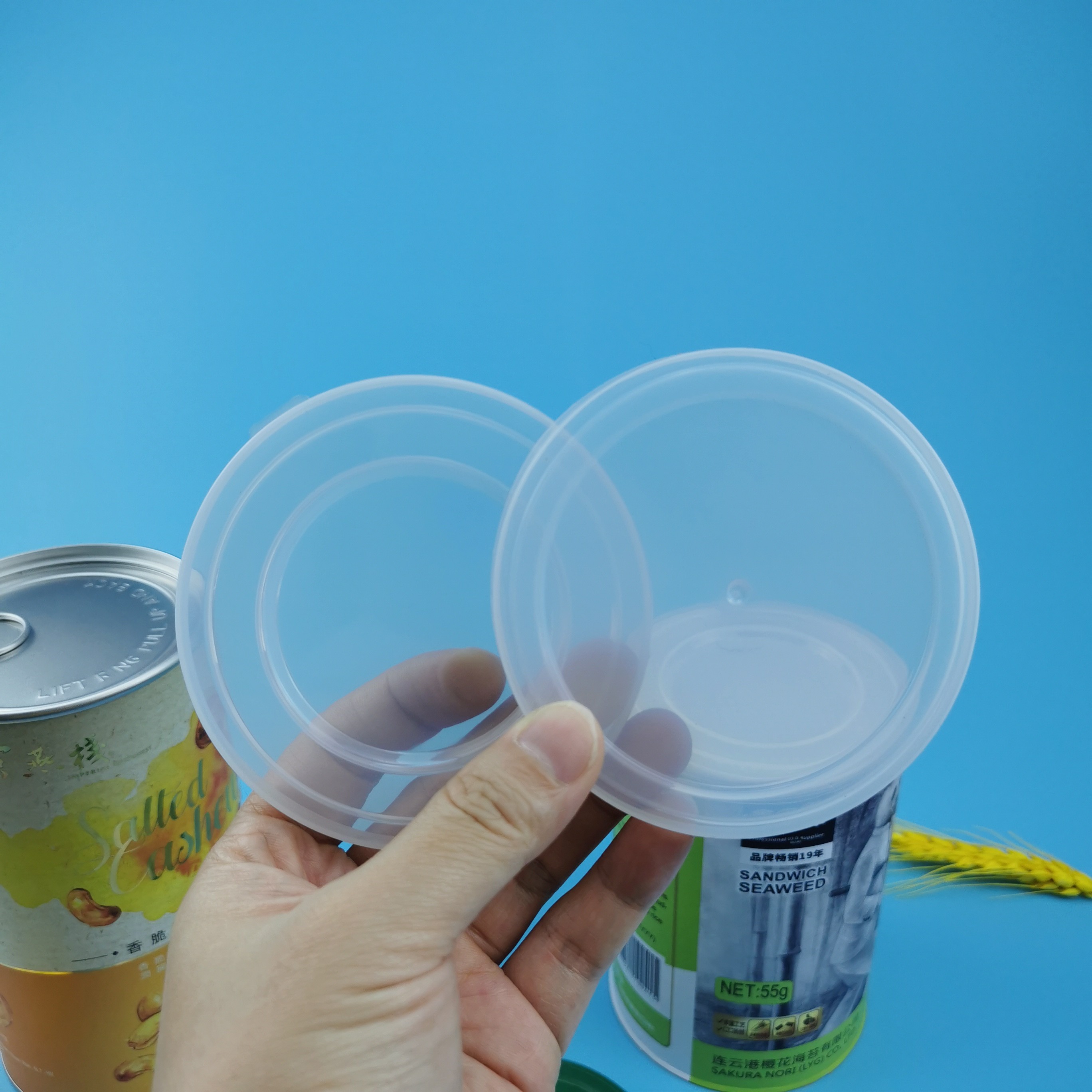 Clear Recycling Embossed Resuable 73mm PE Plastic Lids