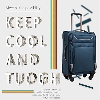 Spinner Softshell Lightweight 3 Piece Trolley Luggage