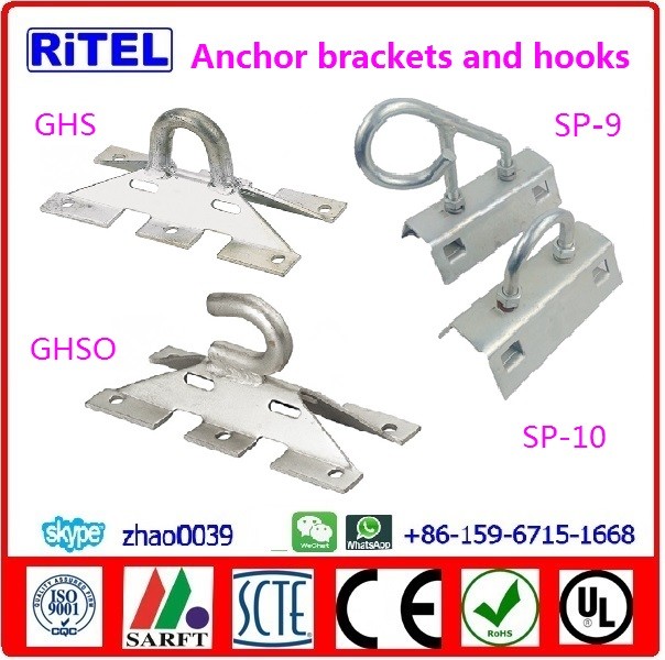 ftth/fttx/fttb fitting, anchor tension clamps, brackets and hooks for fiber optical cable installation