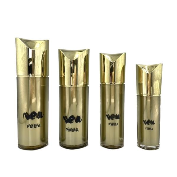 Special Shape Cosmetic Pump Bottle Gold Refillable Cosmetic Containers 80ml