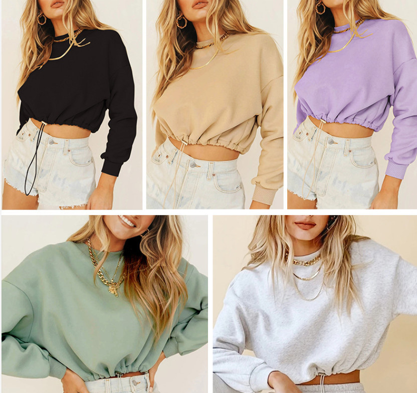 100 Cotton Blank Oversized Sweatshirts Long Sleeve Sweatshirt Crop Top Women Casual Sweatshirts