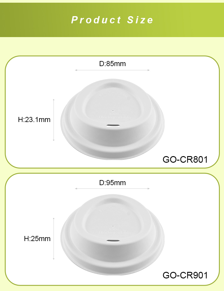 Custom Logo Takeaway Cup Cover Natural Sugarcane Pulp Hot Take Away Single Layer Paper Cup Lid