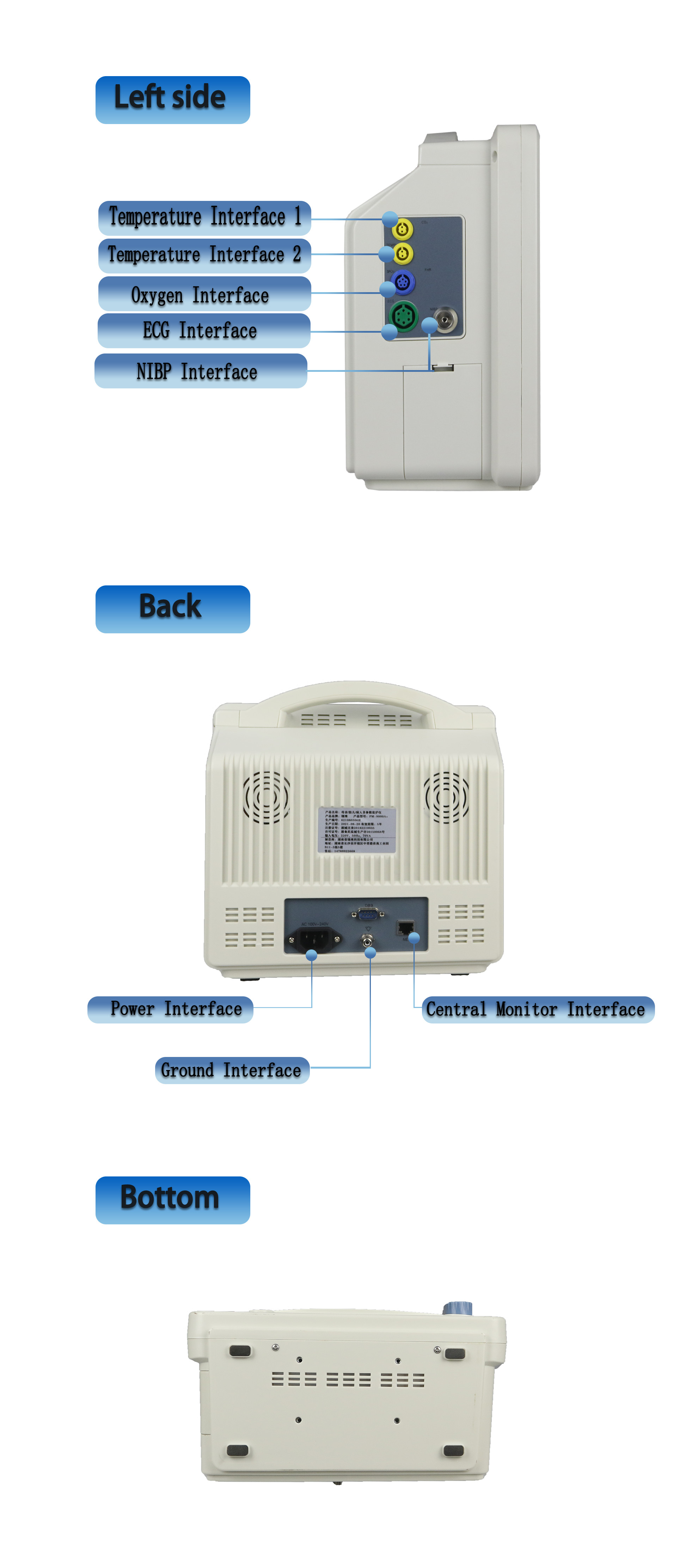 SpO2 Veterinary Monitoring Equipment 12.1 inch 6 Parameters Veterinary Vital Signs Monitor