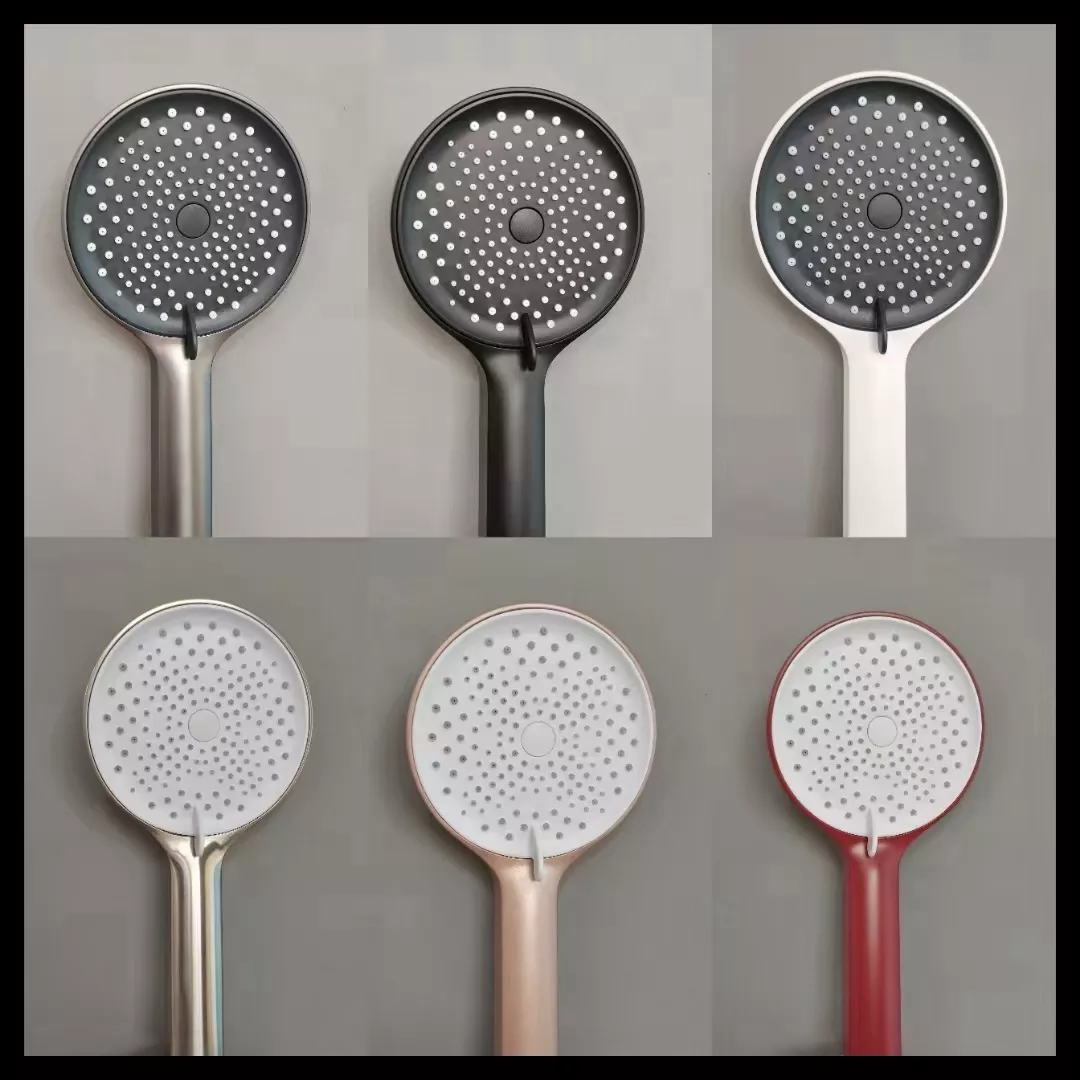 Custom Design Hand Held Shower Head With Shower Holder And Hose In Polished Plastic