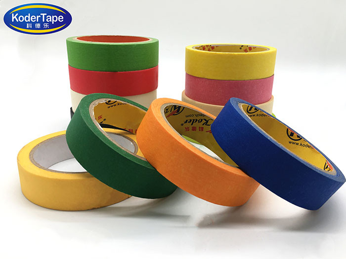 Colored Crepe Paper with Rubber Adhesive Masking Tape For Art Labeling& Decorations