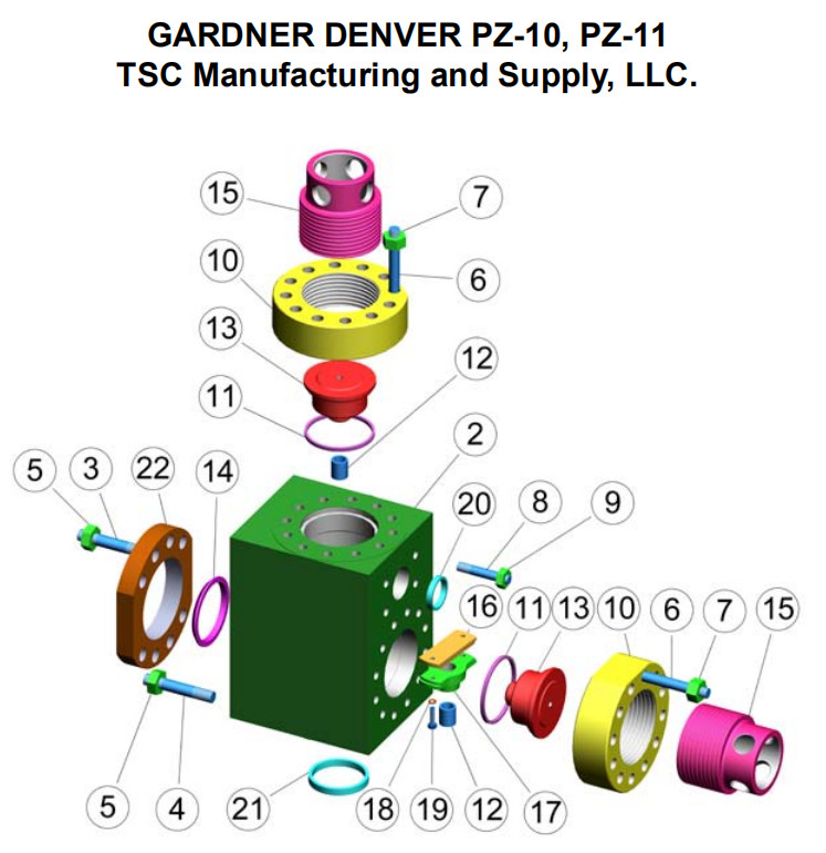 GARDNER DENVER PZ-7 Mud Pump Liners, PZ-8 Zirconia Liner, PZ-9 Ceramic Liner, PZ-10/11 MUD PUMP FLUID END MODULE,