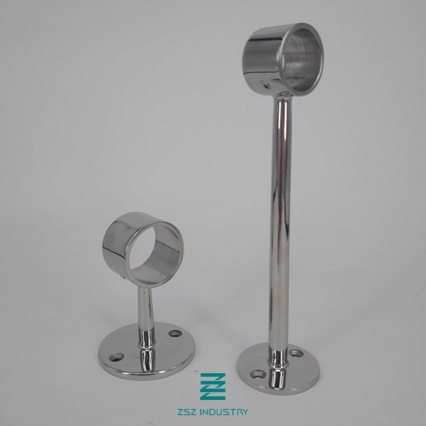 Mirror Polish Handrail Wall Bracket , Silver Stainless Handrail Bracket