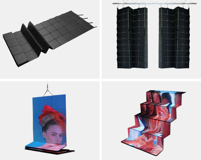Mobile Stage Flexible LED Curtain Display RGB 3 In 1 Foldable LED Screens For Hire