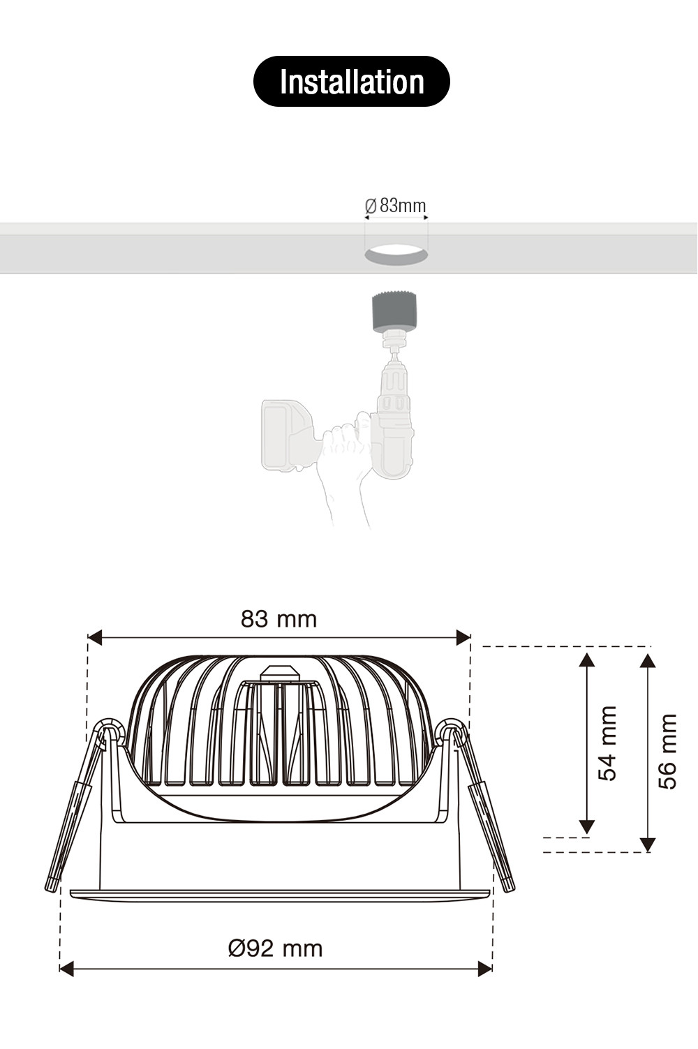 Fireproof Ra90 CCT LED Downlight 10W IP54 Aluminium for Ceiling