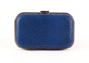 China Dark Blue And Silver Ladies Leather Clutch Bags Made Of Faux Python Skin Leather on sale