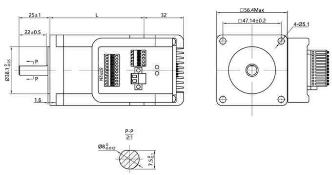 57P1.5N 57mm 1.5Nm Integrated Stepper Motor With 1000 Lines Incremental Encoder For Wire Stripping Machine