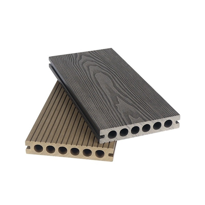 3D Outdoor Wood Plastic Composite Flooring WPC Floor Panel 140x25mm Brown Insulation Courtyard Platform