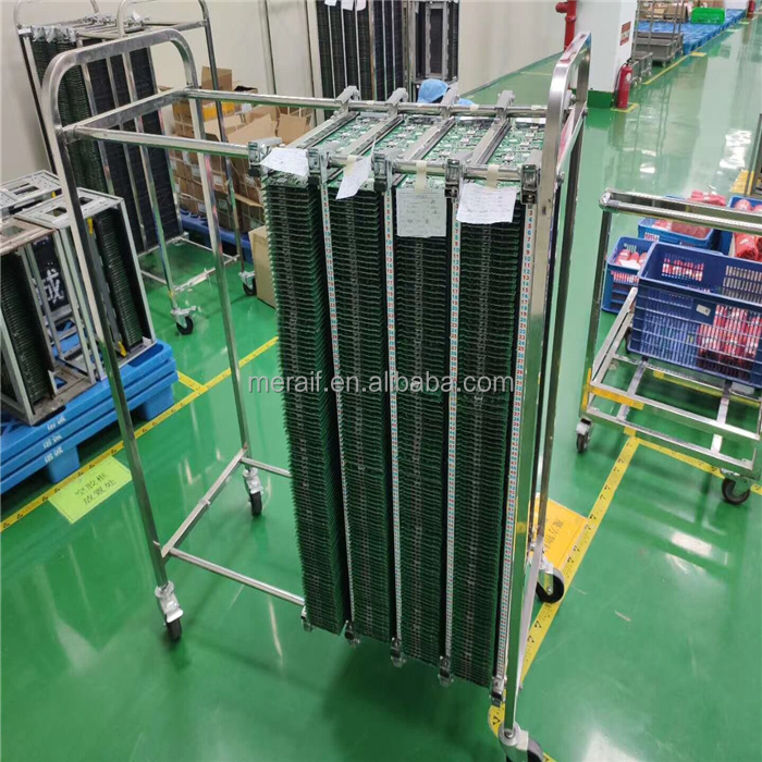 Meraif wholesale ESD Stainless Steel Trolley / ESD Turnover Cart / Antistatic PCB Plates Storage Trolley