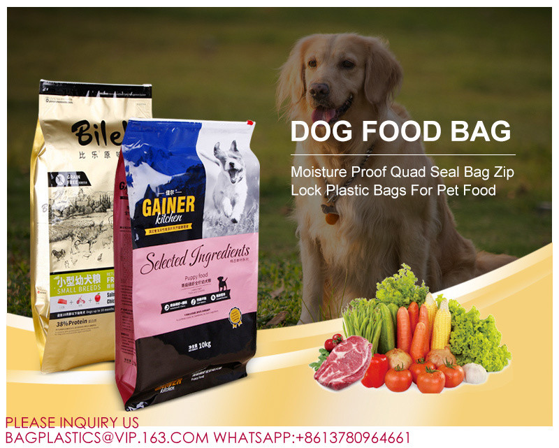 Customized Printing Slide Zipper High Quality Block Bottom Zipper Pouch Avocado Pet Food