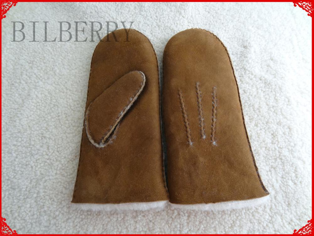 Lady Sheepskin Shearling Leather Mitten Gloves For Winter Fashion Designs