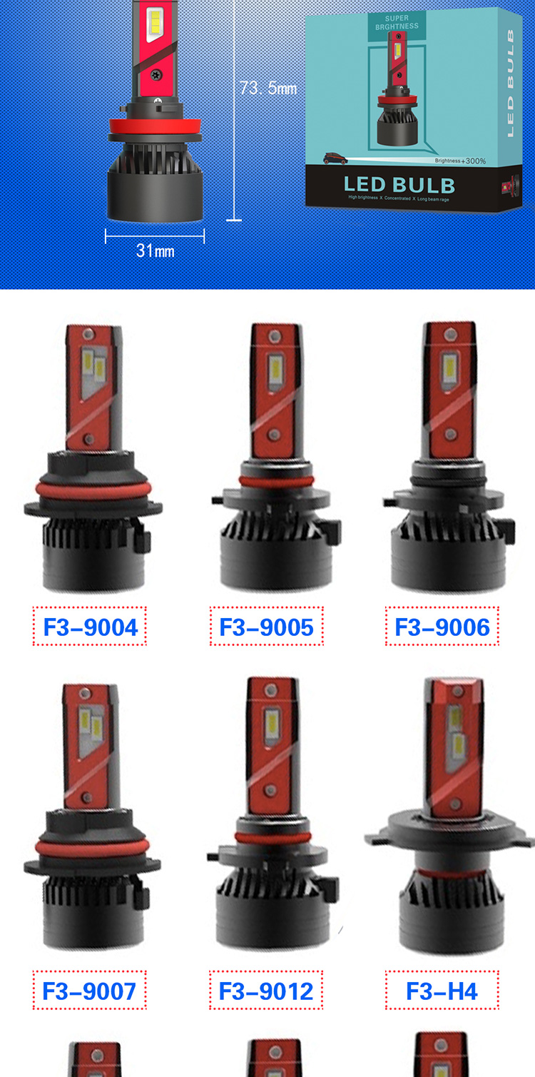 Etclite F3 Factory Price H4 10000 Lumen Super Bright Car Led Headlight Bulbs