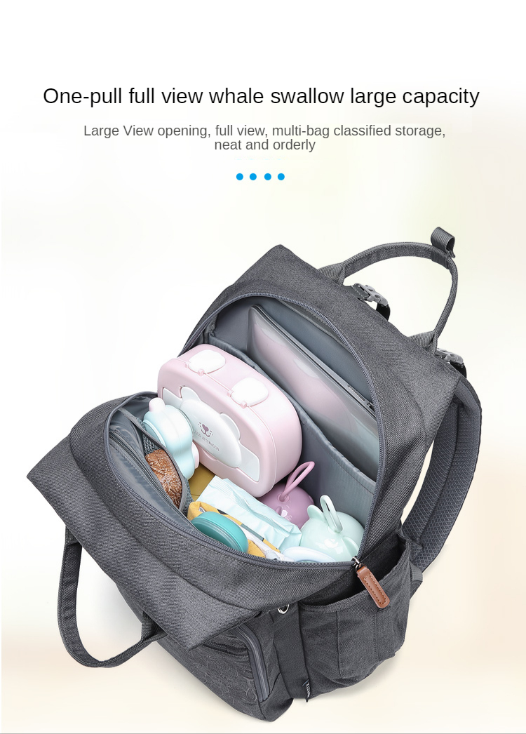 17L Polyester Cotton Foldable Diaper Bag Backpack 40*30*13CM