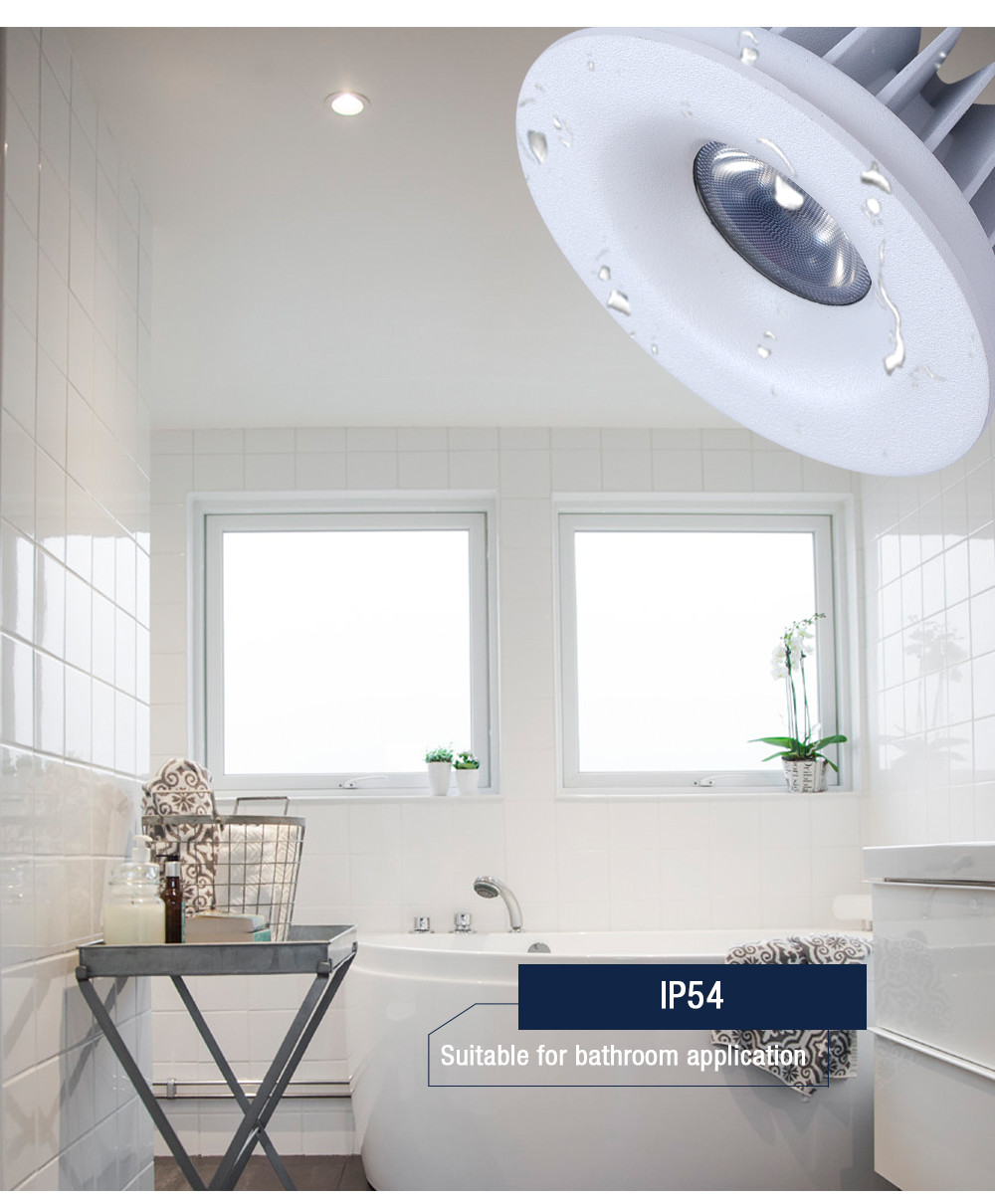 Warm White Dimmable COB LED Downlight Durable Recessed 9W IP54