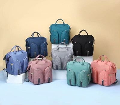 Convenient 600d Polyester Mommy Diaper Bag Travel Mommy Bag With Crib
