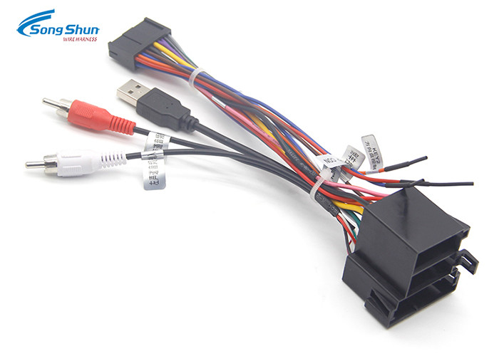Car Stereo Radio Automotive Wiring Harness Plug Cable RCA USB2.0 Plug Connector 1