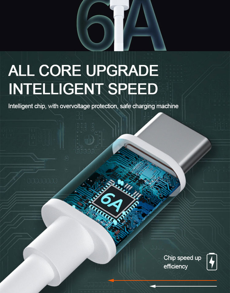 Super Fast Charging 6A Type C USB Data Charger Cable fo Mobile Phone