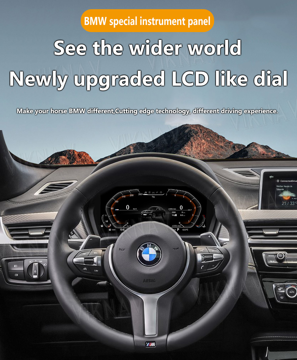 Viknav For BMW X1 X2 1Series 2Series (2013-2022) 12.3 inch instrument cluster replacement linux digital gauge screen
